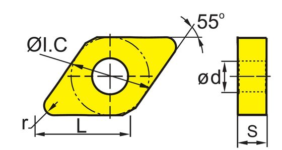 高効率のDNMG CNC挿入器具,55° D角と0° N角で,鉄鋼と不鋼鋼の精密回転のために