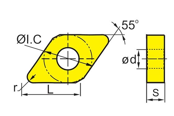 高性能精密グラウンド DCMT CNC インスルト 55° 角 D と 7° 角 C メタル&ノンメタル加工