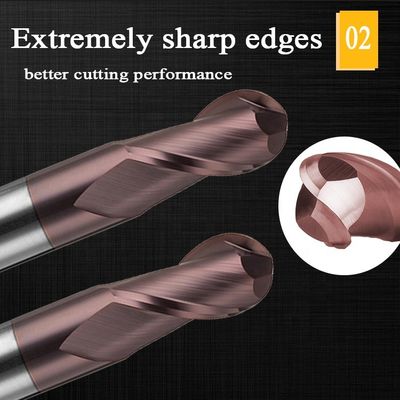 タングステン鋼鉄炭化物のアルミニウム エンド ミル200mm 6 Hrc 55の円形R3 4フルートHrc 45