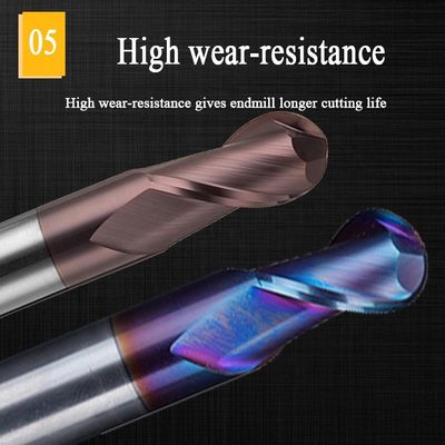 タングステン鋼鉄炭化物のアルミニウム エンド ミル200mm 6 Hrc 55の円形R3 4フルートHrc 45