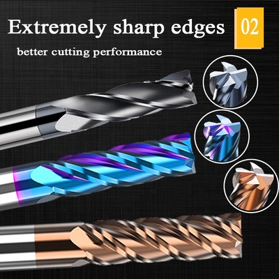 正方形1mm 4mm 40mmの炭化タングステンのエンド ミル2のフルート
